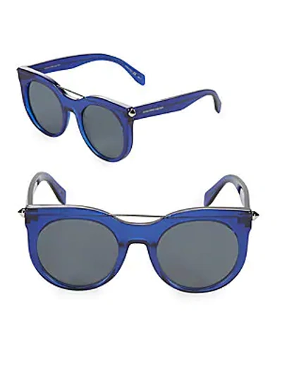 Shop Alexander Mcqueen 52mm Aviator Sunglasses In Blue Silver