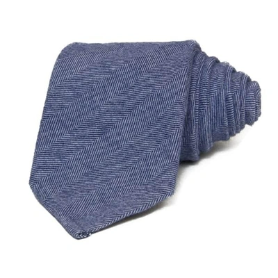 Shop 40 Colori Blue Herringbone Cotton Tie