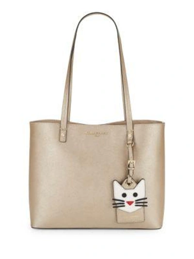 Shop Karl Lagerfeld Maybelle Leather Tote In White