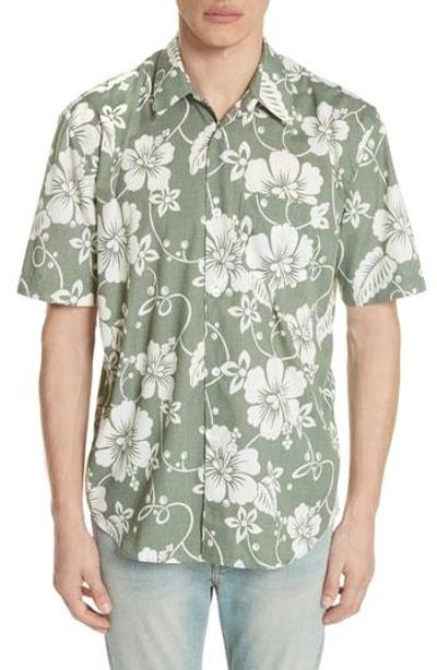 Shop Our Legacy Floral Print Woven Shirt In Green