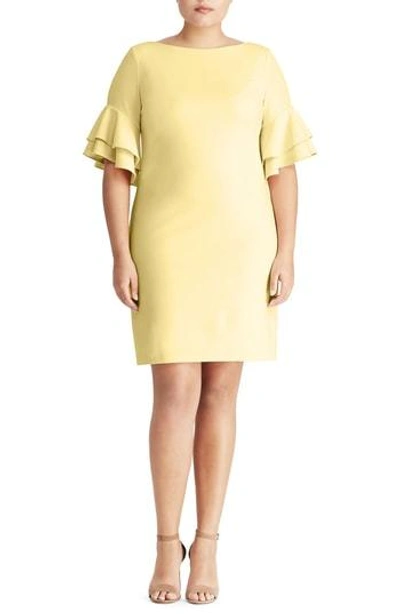 Shop Lauren Ralph Lauren Silvana Ruffle Sleeve Sheath Dress In Island Yellow