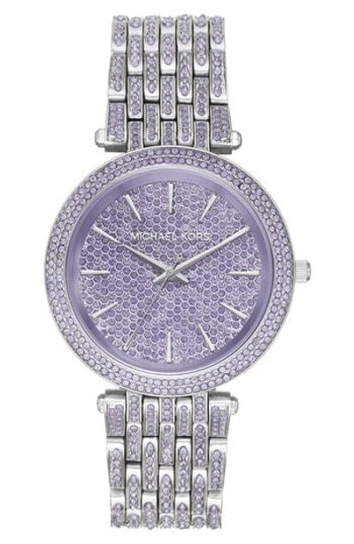 Shop Michael Kors Darci Crystal Bracelet Watch, 39mm In Silver/ White/ Silver