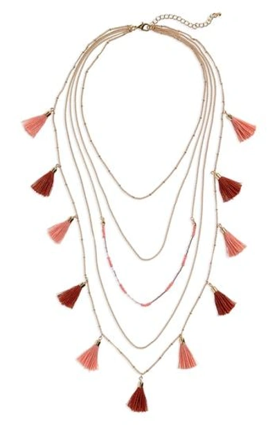 Shop Panacea Layered Tassel Necklace In Multi