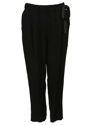 Shop Brunello Cucinelli Elasticated Side Band Trousers In Nero