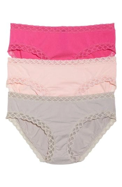 Shop Natori Bliss 3-pack Cotton Briefs In Pink/creamsicle/cocoon