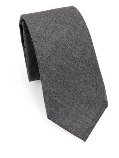 Shop Brunello Cucinelli Striped Wool Tie In Medium Grey