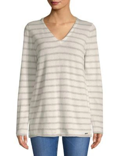 Shop Calvin Klein Two-tone V-neck Sweater In Heather