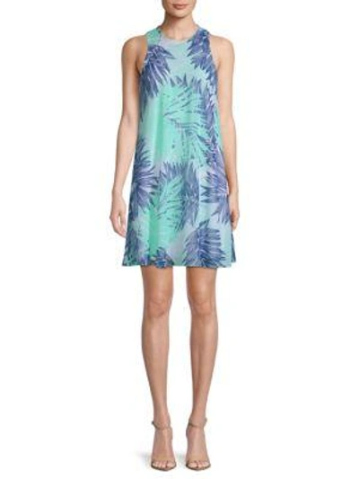 Shop Calvin Klein Botanical-print Mini Dress In Sea Glass
