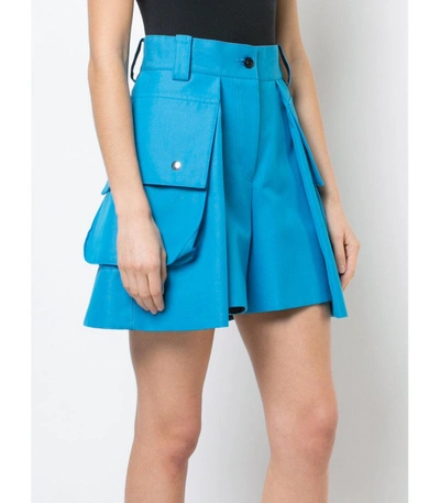Shop Sacai Blue Cotton Twill Shorts