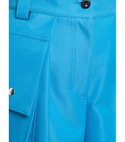 Shop Sacai Blue Cotton Twill Shorts