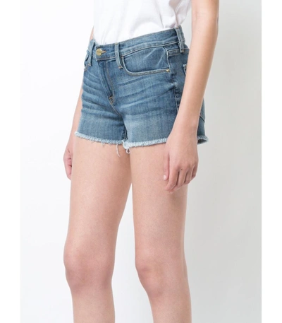 Shop Frame Blue Denim Fray Shorts