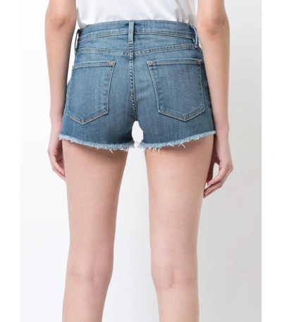 Shop Frame Blue Denim Fray Shorts