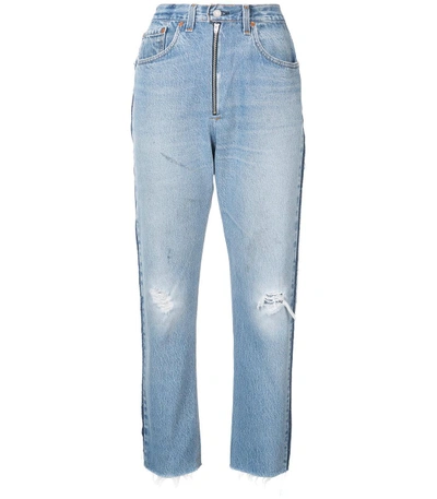 Shop Re/done Blue High Rise Relaxed Crop Jeans