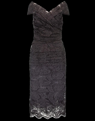 Shop Dolce & Gabbana Lace Ruched Dress In Black