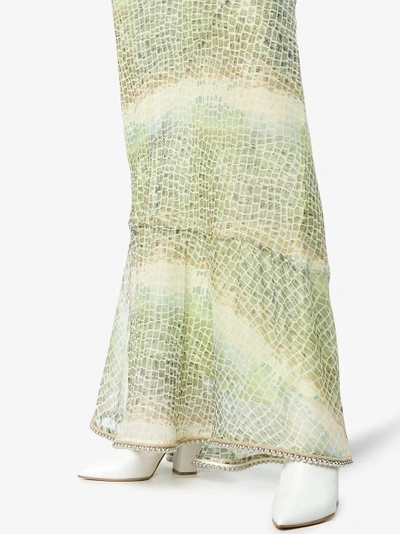 Shop Acne Studios Silk Crocodile Pattern Dress In Green