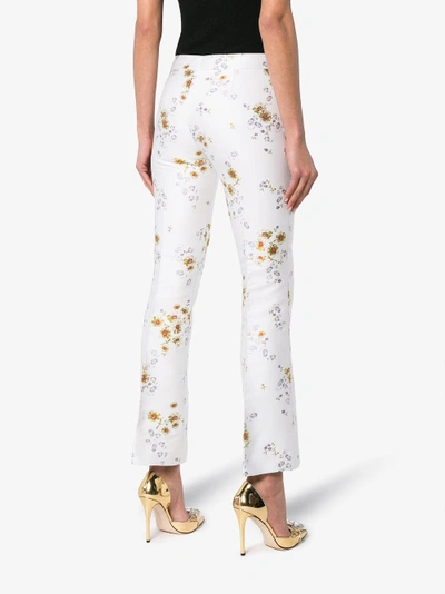 Shop Giambattista Valli Cotton Blend Floral Trousers In White