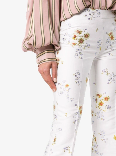 Shop Giambattista Valli Cotton Blend Floral Trousers In White