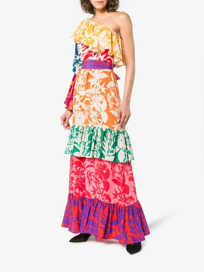 Shop Borgo De Nor Penelope Floral Print Silk Dress In Multicolour