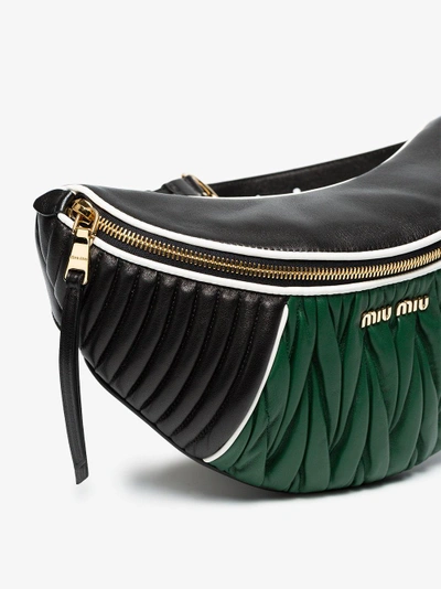 Shop Miu Miu Black And Green Two-tone Matelassé Leather Belt Bag
