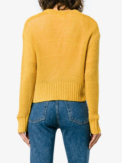 Shop Simon Miller Izee Open Knit Cardigan In Yellow&orange