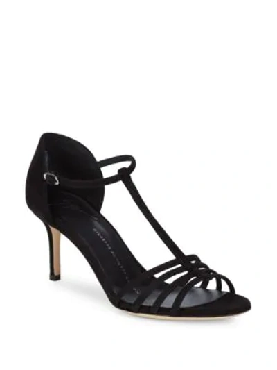 Shop Giuseppe Zanotti Leather Ankle-strap Open-toe Sandals In Black