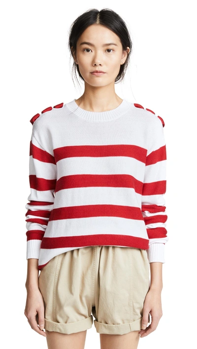 Shop Rossella Jardini Crew Neck Sweater In White/red
