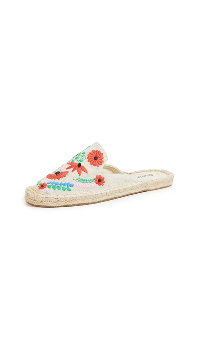 Shop Soludos Ibiza Embrodiered Mules In Sand Multi