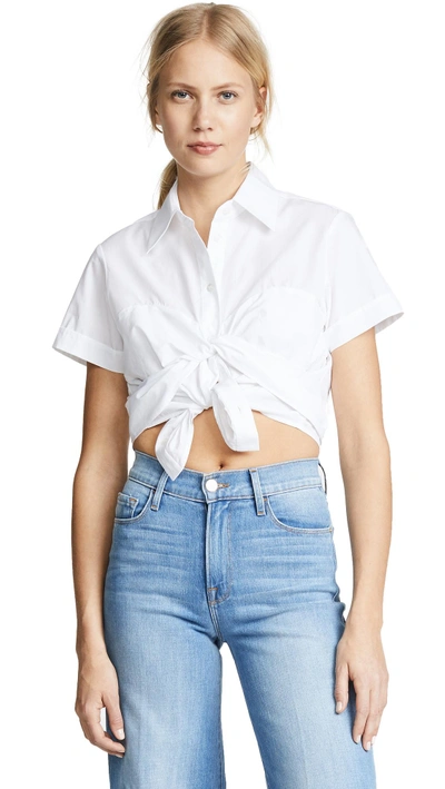 Shop Tome Cropped Bustier Shirt In White