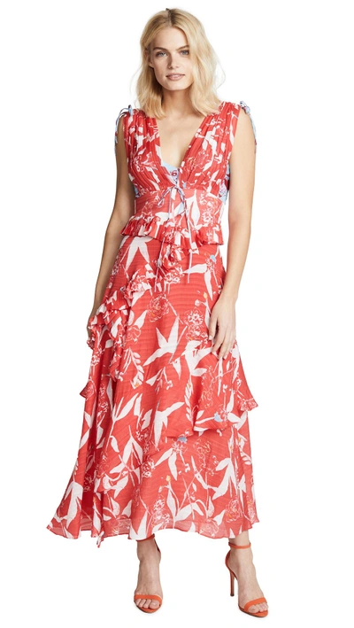 Shop Tanya Taylor Parrot Angie Dress In Watermelon