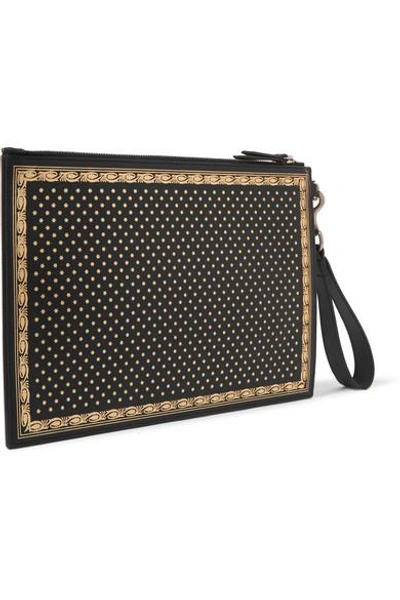 Shop Gucci Guccy Printed Leather Pouch In Black