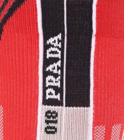 Shop Prada Logo Socks In Red