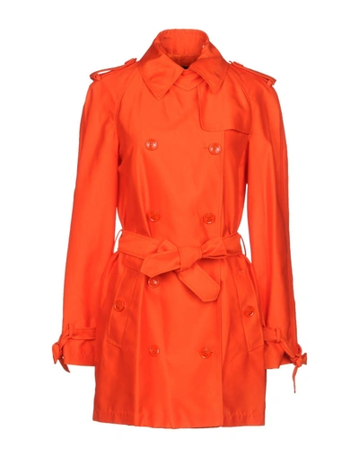 Shop Boutique Moschino Overcoats In Orange