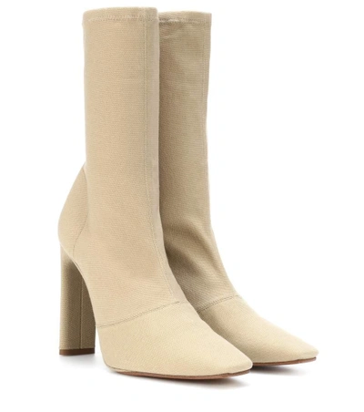 Shop Yeezy Stretch Canvas Ankle Boots (season 6) In Beige