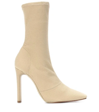 Shop Yeezy Stretch Canvas Ankle Boots (season 6) In Beige