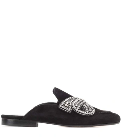 Shop Isabel Marant Foyle Embellished Suede Slippers In Black