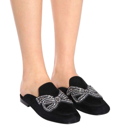 Shop Isabel Marant Foyle Embellished Suede Slippers In Black