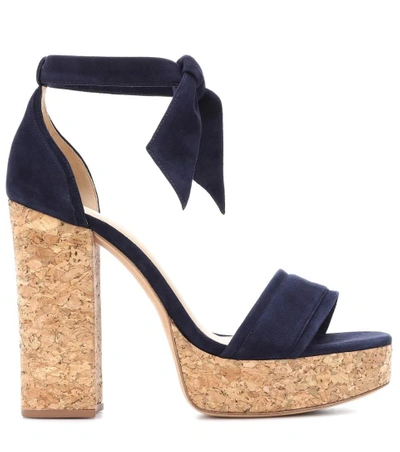 Shop Alexandre Birman Celine Suede Plateau Sandals In Blue