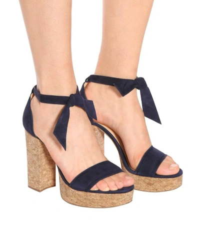 Shop Alexandre Birman Celine Suede Plateau Sandals In Blue