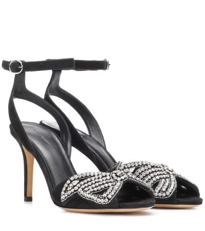 Shop Isabel Marant Abelly Embellished Suede Sandals In Black