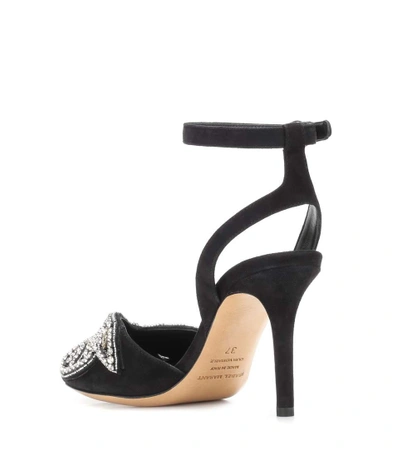 Shop Isabel Marant Abelly Embellished Suede Sandals In Black
