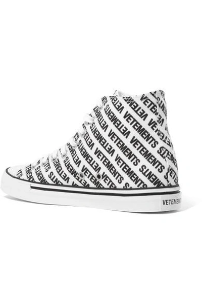 Shop Vetements Logo-print Canvas High-top Sneakers In White