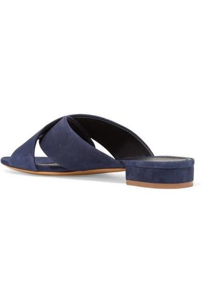 Shop Mansur Gavriel Suede Mules In Navy