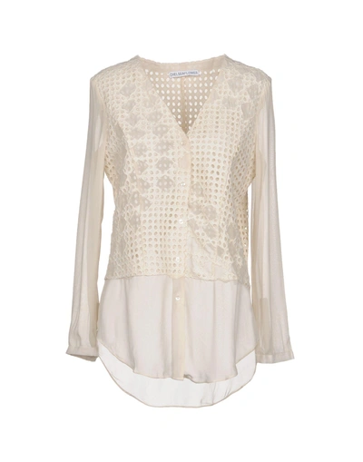 Shop Chelsea Flower Lace Shirts & Blouses In Beige