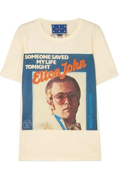 Shop Gucci Elton John Printed Cotton-jersey T-shirt