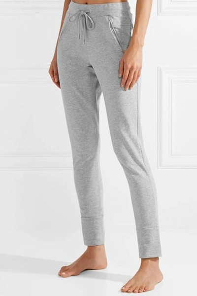 Shop Hanro Pure Comfort Stretch Cotton-blend Jersey Track Pants In Gray