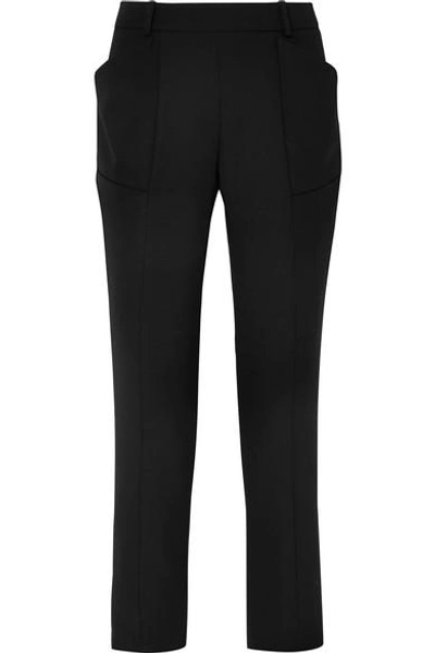 Shop Mugler Wool-crepe Slim-leg Pants In Black