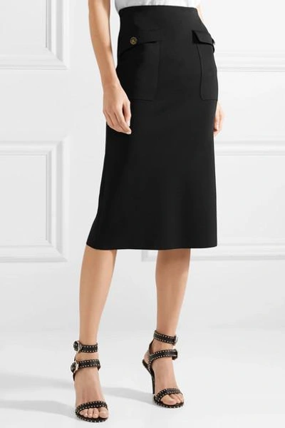 Shop Givenchy Crepe Midi Skirt In Black