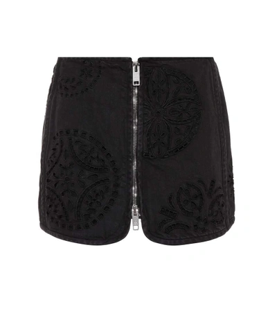 Shop Isabel Marant Rilzen Embroidered Denim Miniskirt In Black