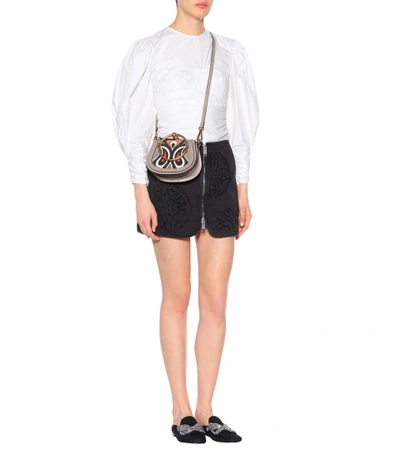 Shop Isabel Marant Rilzen Embroidered Denim Miniskirt In Black