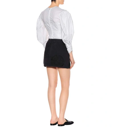 Shop Isabel Marant Rilzen Embroidered Denim Miniskirt In Black